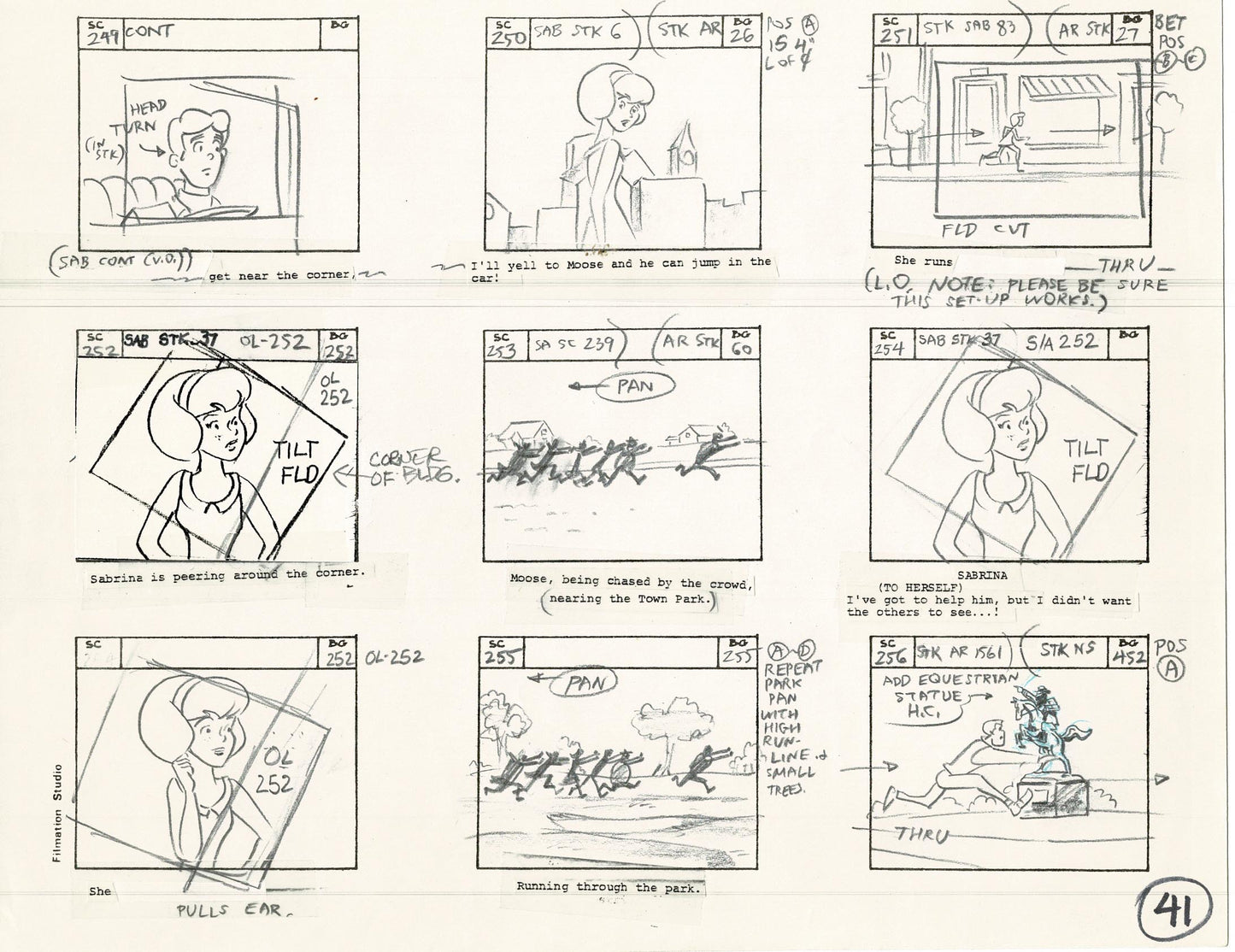 Archie Storyboard Animation Riverdale Cartoon Page Filmation 1977 B-041