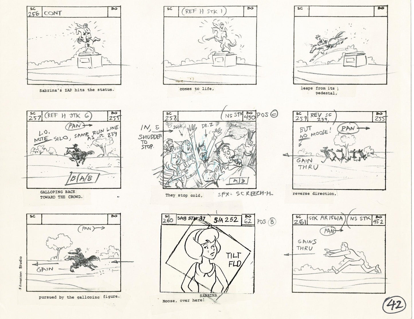 Archie Storyboard Animation Riverdale Cartoon Page Filmation 1977 B-042