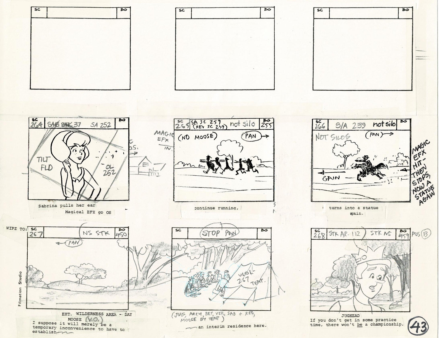 Archie Storyboard Animation Riverdale Cartoon Page Filmation 1977 B-043