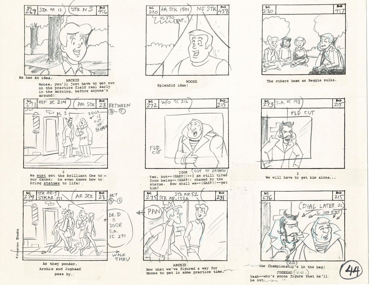 Archie Fimation Archie Storyboard Animation Riverdale Cartoon Page Filmation 1977 B-04 ...