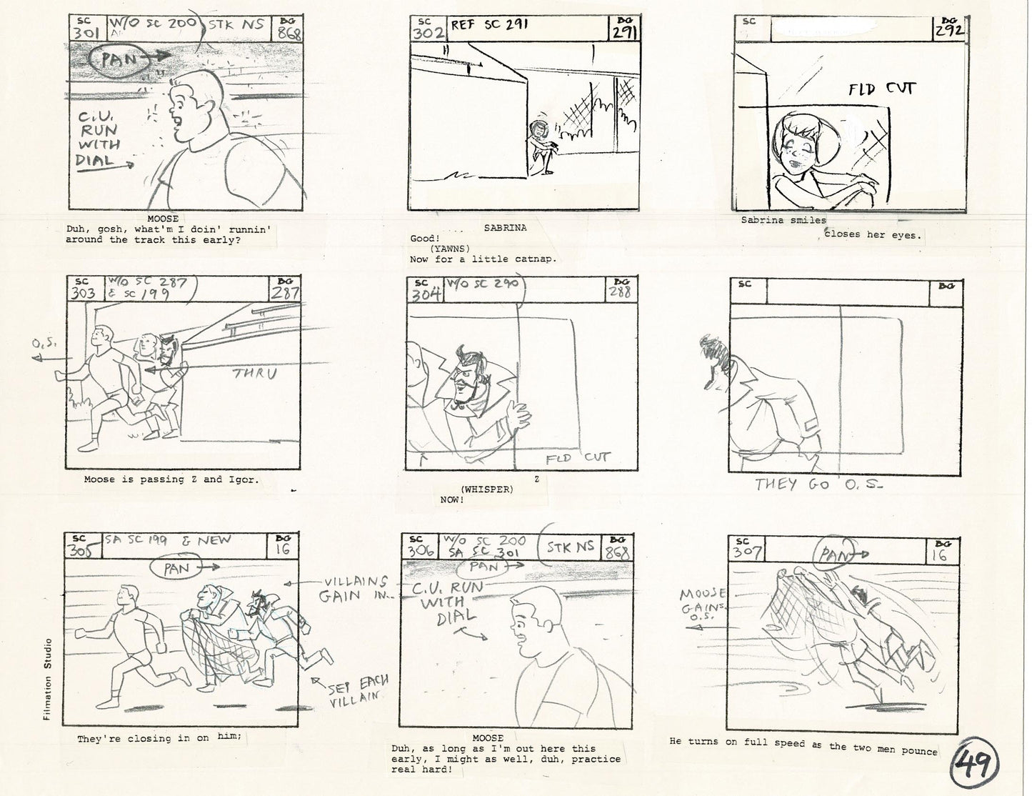 Archie Storyboard Animation Riverdale Cartoon Page Filmation 1977 B-049