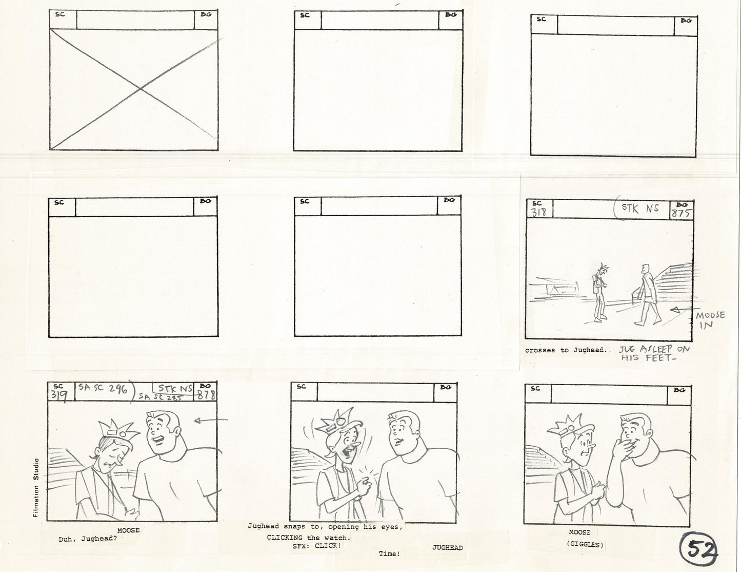 Archie Storyboard Animation Riverdale Cartoon Page Filmation 1977 B-051