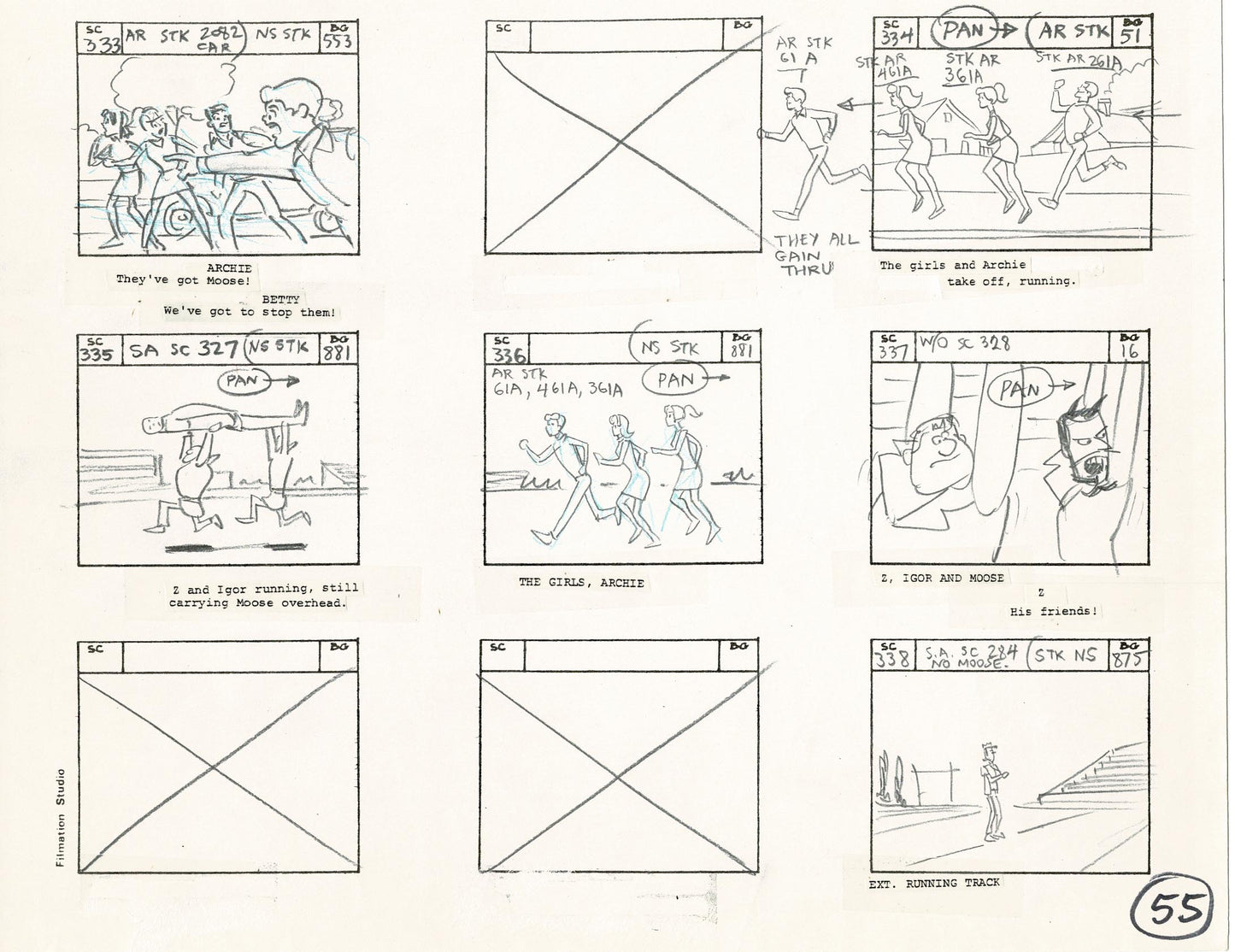 Archie Storyboard Animation Riverdale Cartoon Page Filmation 1977 B-054