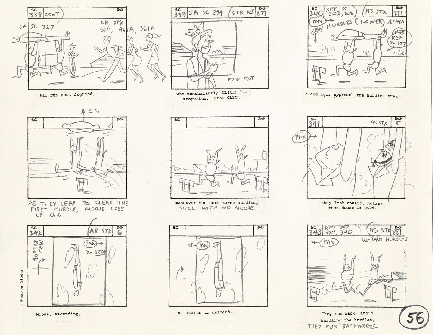 Archie Storyboard Animation Riverdale Cartoon Page Filmation 1977 B-055