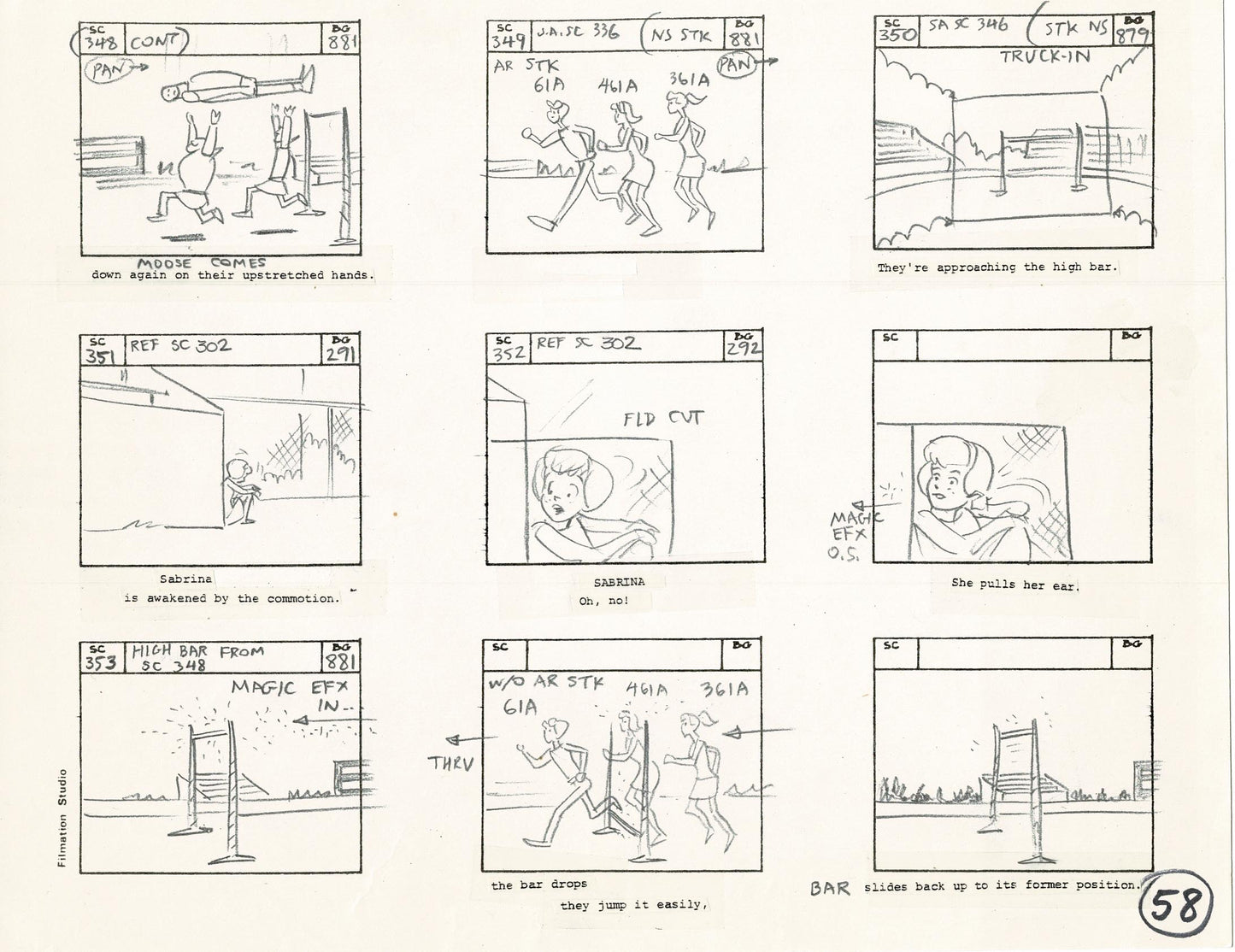 Archie Storyboard Animation Riverdale Cartoon Page Filmation 1977 B-057