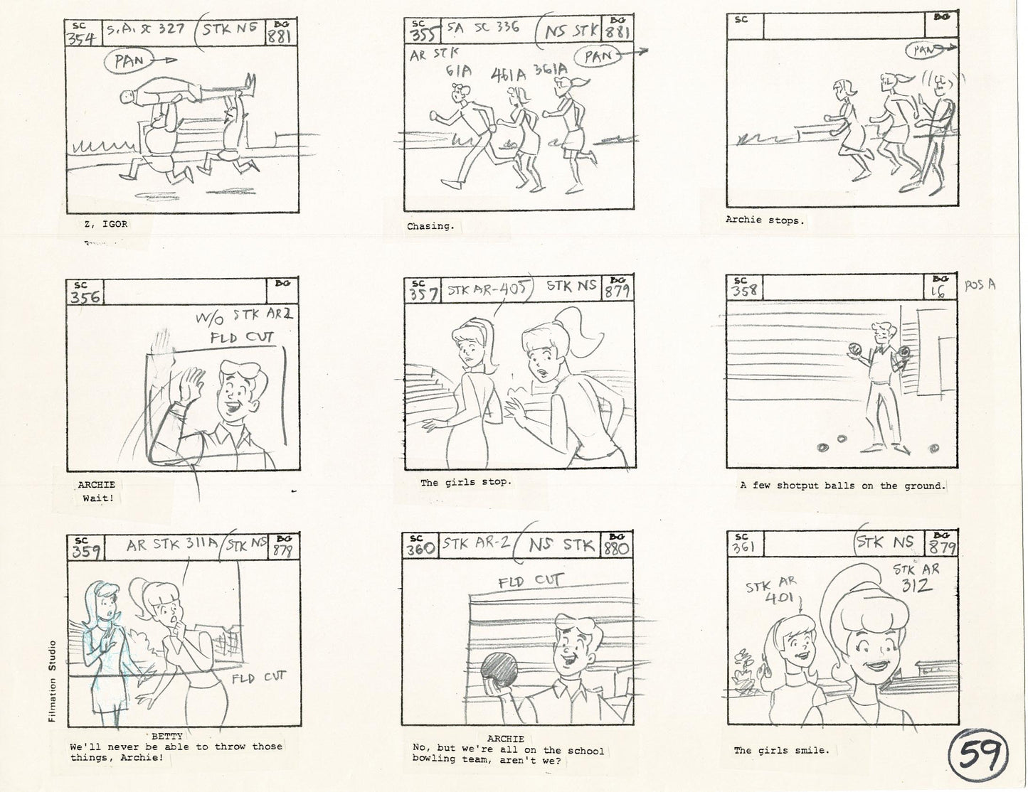 Archie Storyboard Animation Riverdale Cartoon Page Filmation 1977 B-058