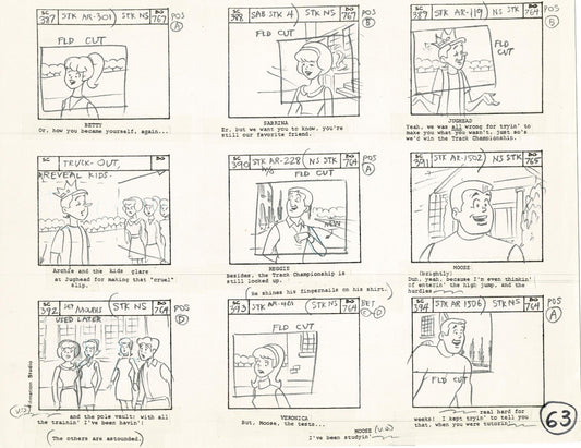 Archie Storyboard Animation Riverdale Cartoon Page Filmation 1977 B-061