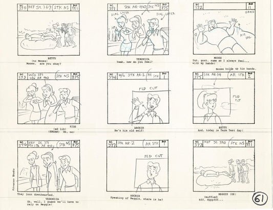 Archie Storyboard Animation Riverdale Cartoon Page Filmation 1977 B-062