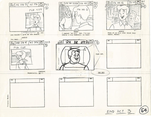 Archie Storyboard Animation Riverdale Cartoon Page Filmation 1977 B-063