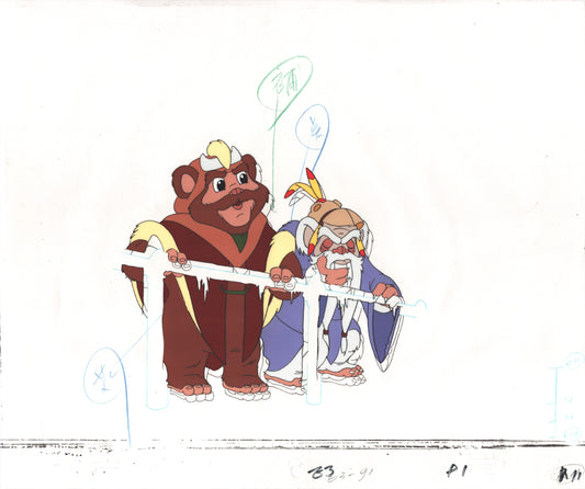 Star Wars: Ewoks Original Production Animation Cel and Drawing (drawing is stuck) from Lucasfilm C-P11