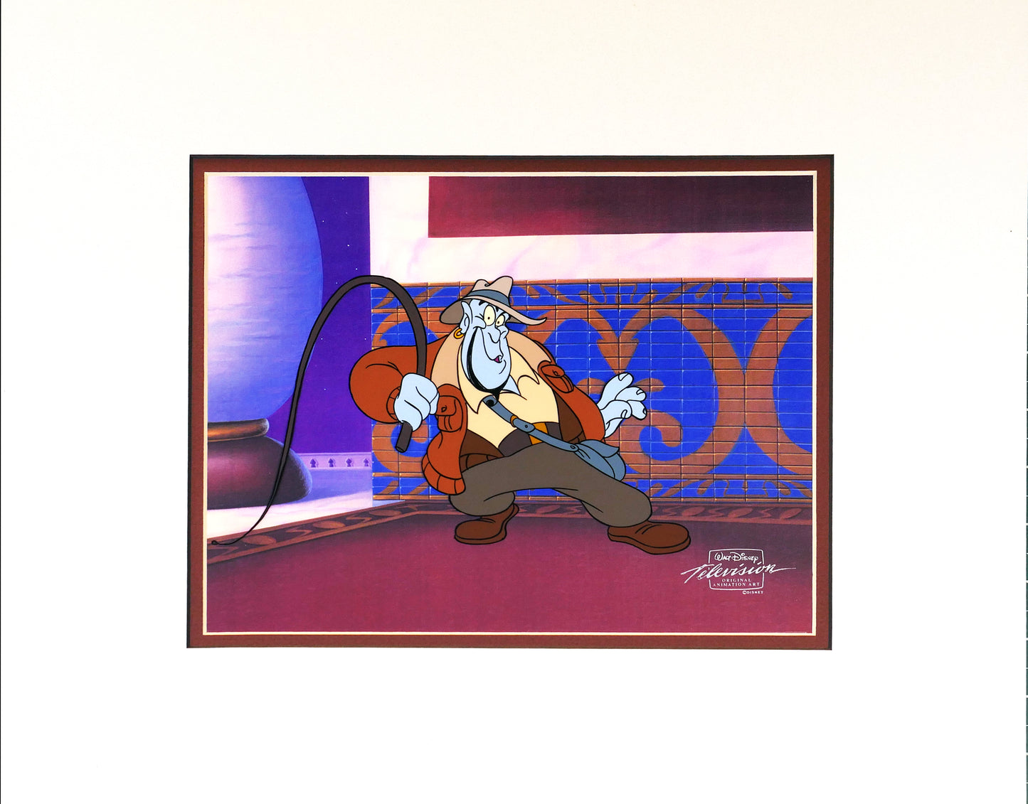 Aladdin The Genie Walt Disney Cartoon Production Animation Cel from 1994 Return of Jafar Matted 7 C-A