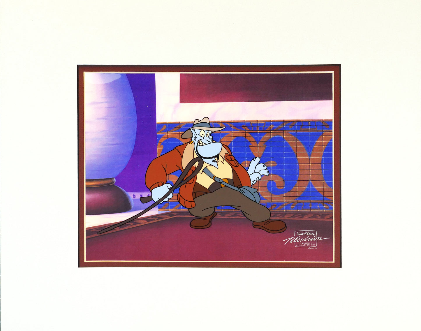 Aladdin The Genie Walt Disney Cartoon Production Animation Cel from 1994 Return of Jafar Matted 8 C-A