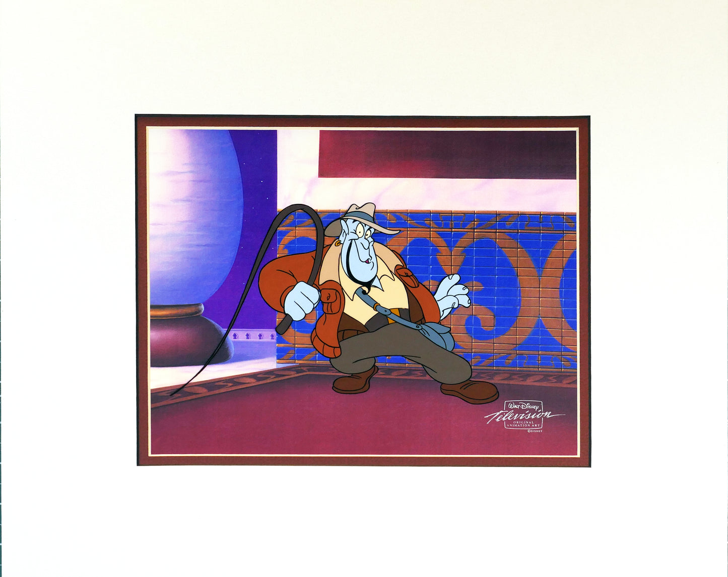 Aladdin The Genie Walt Disney Cartoon Production Animation Cel from 1994 Return of Jafar Matted 9 C-A