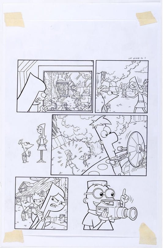 Phineas and Ferb Magazine Page 3 Hand-inked Comic Art Page Disney DeCarlo 2011