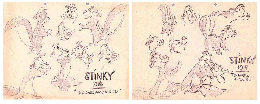 Chuck Jones Pepe Le Pew Stinky Set of Two (2) Paper Prints Warner Brothers Limited Edition of 100