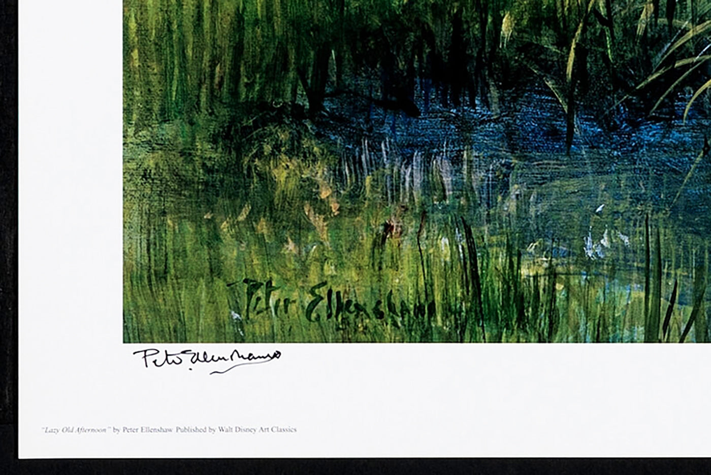 Winnie the Pooh and Piglet Fishing Walt Disney Fine Art Peter Ellenshaw Signed Giclee Print from His Estate "Lazy Old Afternoon"