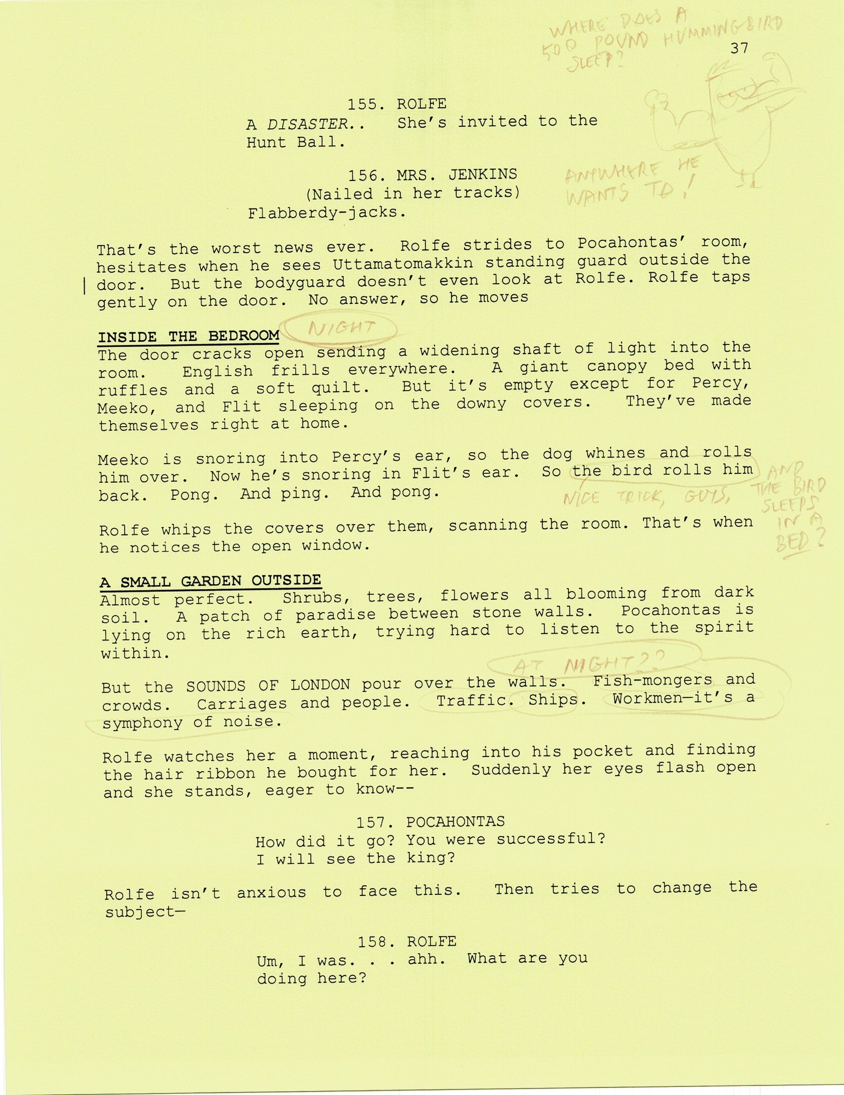 Disney Scripts Script Slug Pocahontas 2 Walt Disney Production Script Copy With Drawings 1996 Wen ...