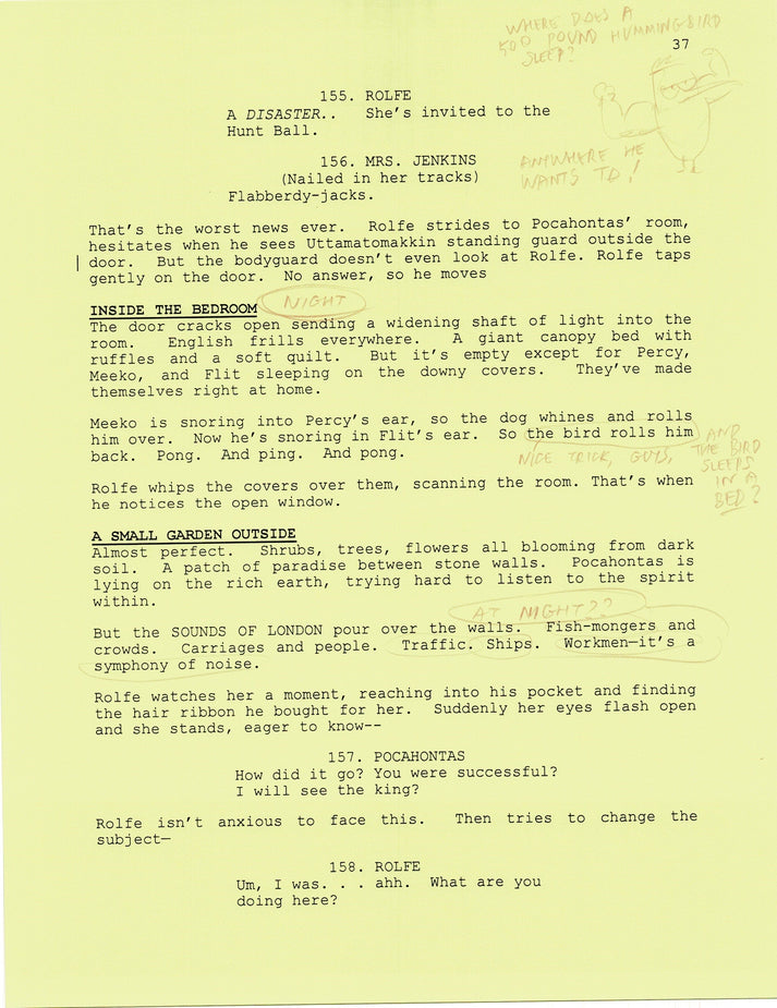 Pocahontas 2 Walt Disney Production Script Copy With Drawings 1996 Wen ...