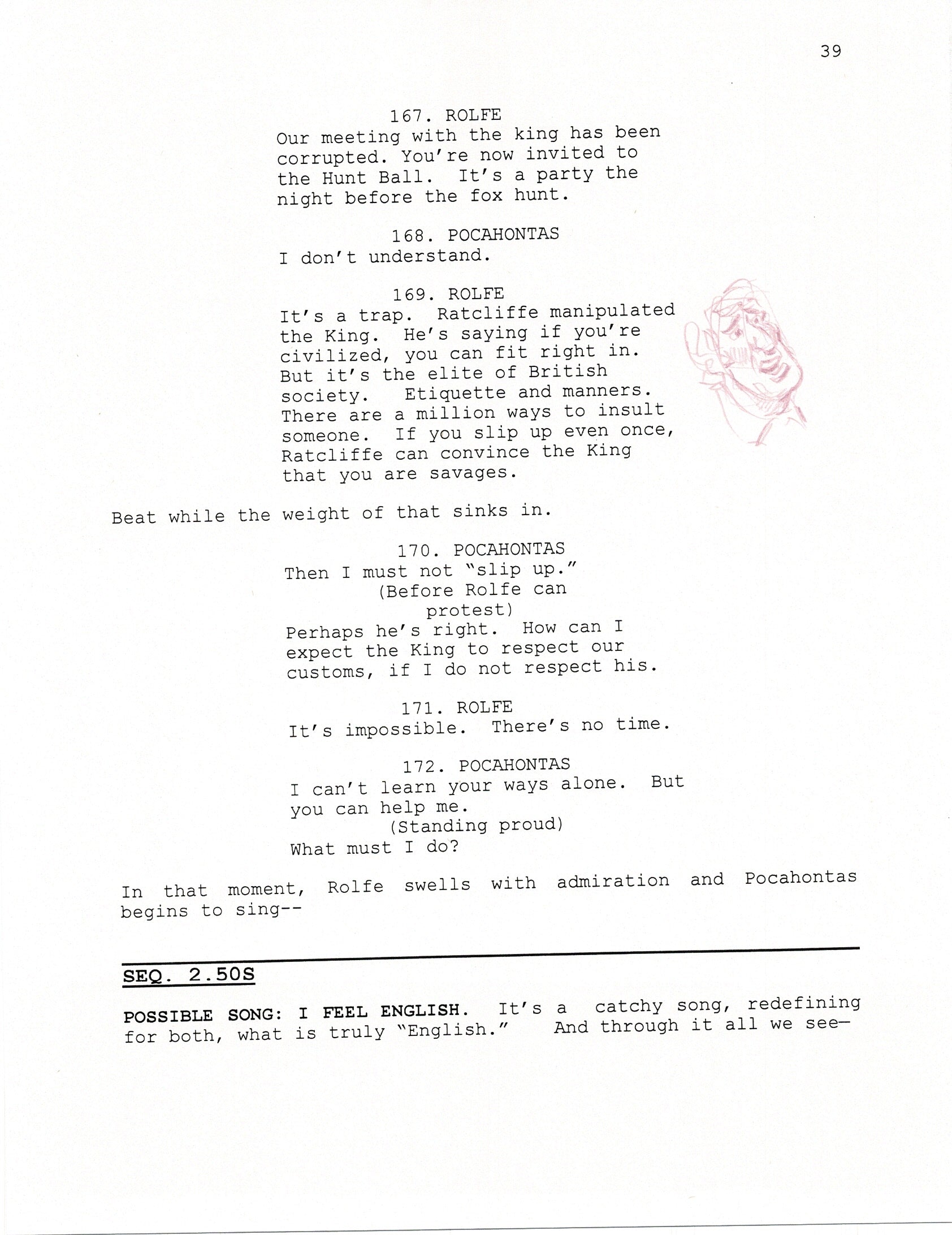 Calhoun Scott Script Pocahontas 2 Walt Disney Production Script Copy With Drawings 1996 Wen ...
