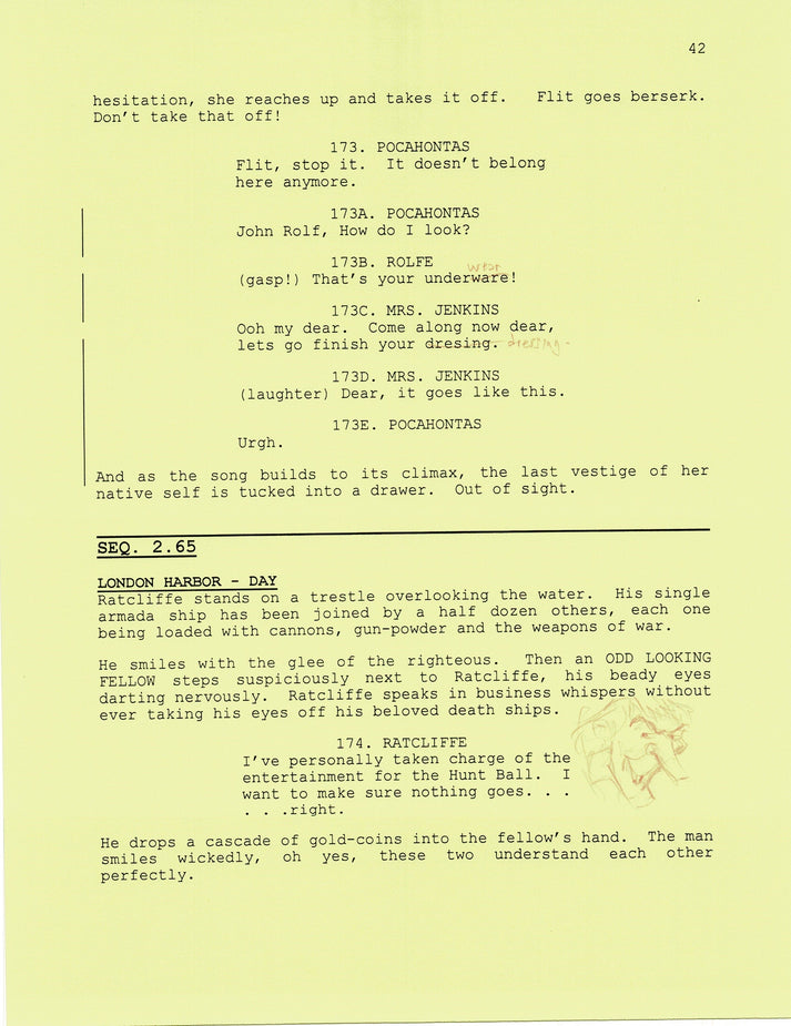 Pocahontas 2 Walt Disney Production Script Copy With Drawings 1996 Wen ...