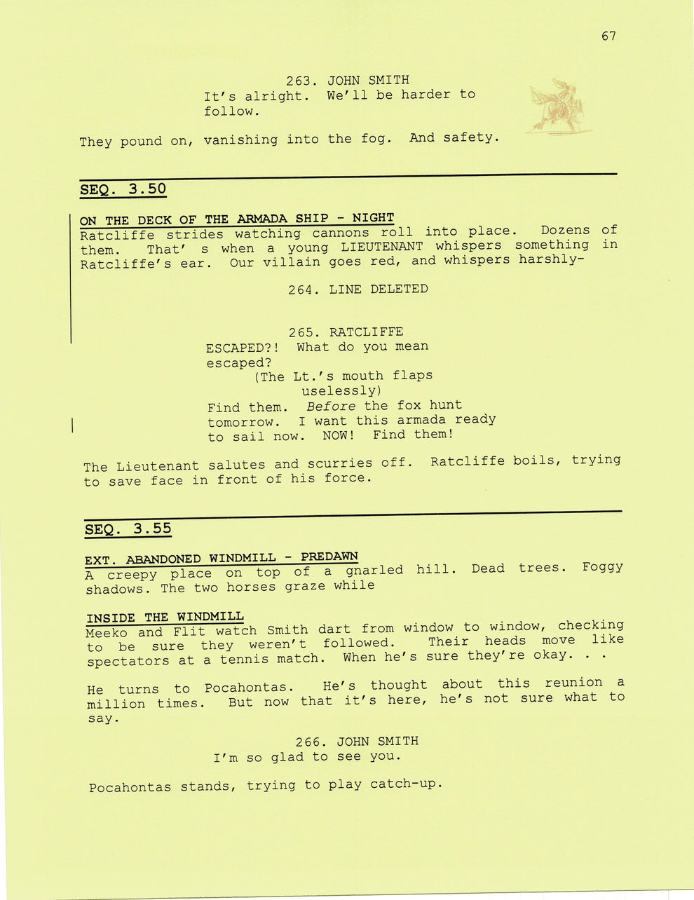 Pocahontas 2 Walt Disney Production Script Copy With Drawings 1996 Wen ...