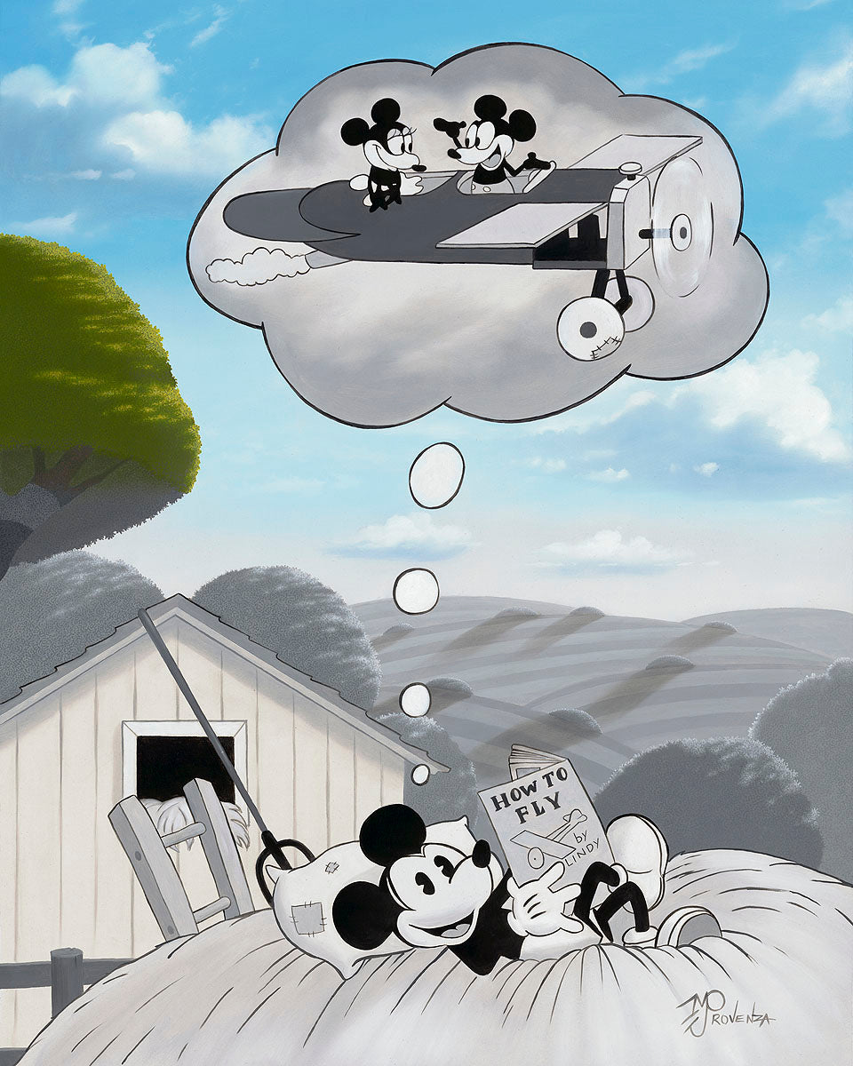 Mickey Mouse and Minnie Mouse Walt Disney Fine Art Michael Provenza Signed Limited Edition of 195 Print on Canvas "Plane Crazy"