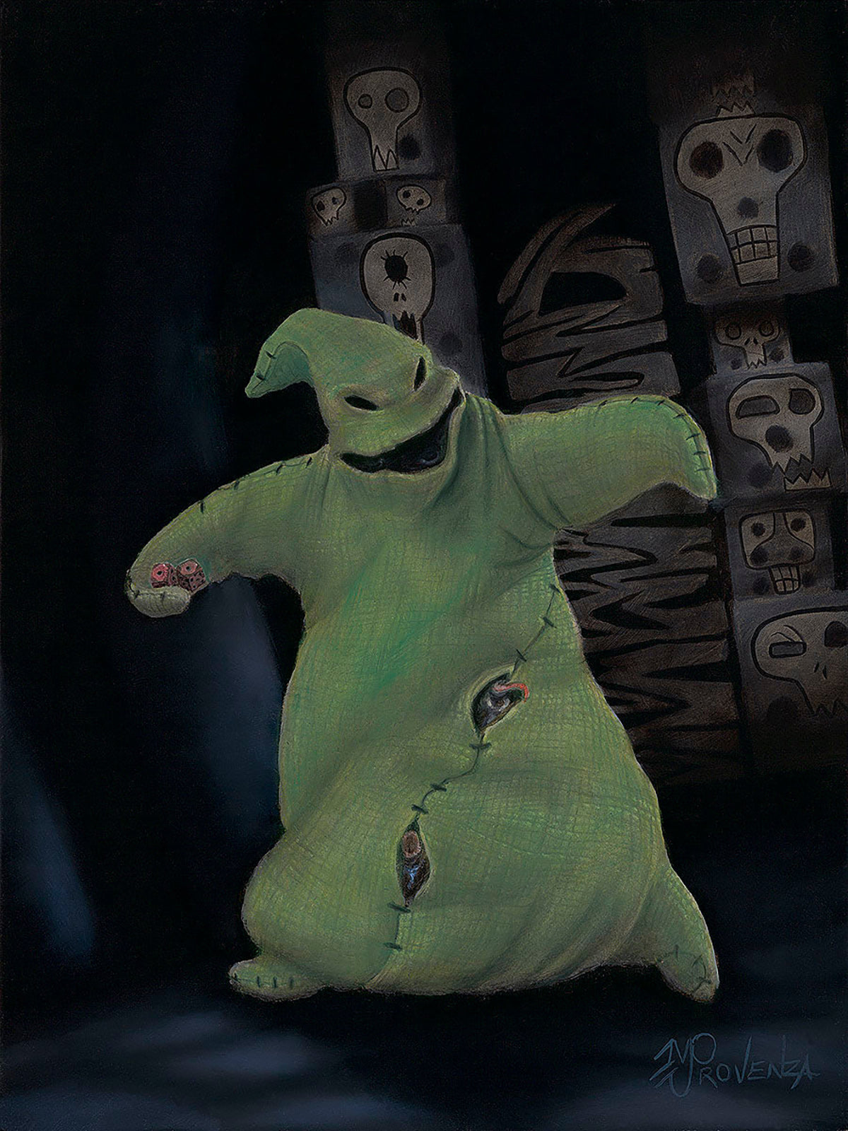 The Nightmare Before Christmas Oogie Boogie Walt Disney Fine Art Michael Provenza Signed Limited Edition of 195 Canvas Print "Snake Eyes"