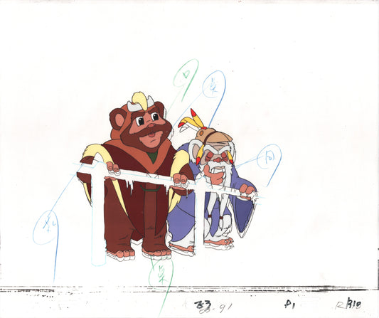 Star Wars: Ewoks Original Production Animation Cel and Drawing (drawing is stuck) from Lucasfilm C-R18