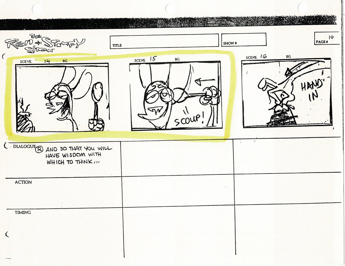 Ren and Stimpy Production Storyboard Copy Lot 87 Pgs with Sketch and Signed Nickelodeon 1994 Egg Yolkeo