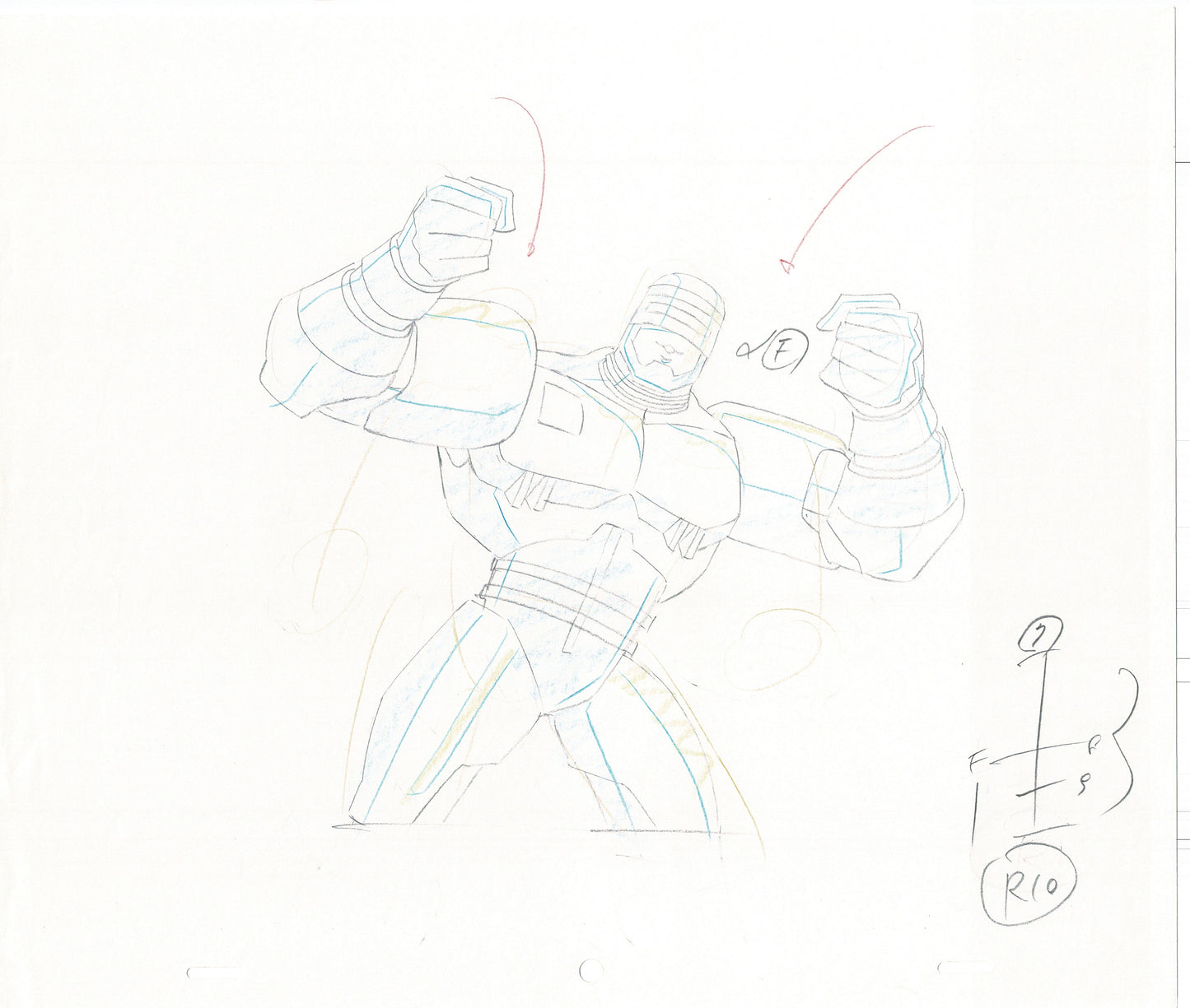 LOT of 7 Robocop Alpha Commando Animation Production Drawings MGM 1998-99