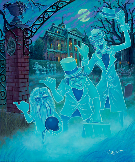 Haunted Mansion Walt Disney Fine Art Tim Rogerson Signed Limited Edition of 195 Print on Canvas "Welcome Foolish Mortals"