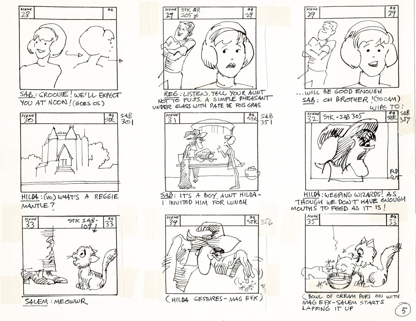 Sabrina the Teenage Witch 1970 Production Animation Storyboard Page Filmation A-001