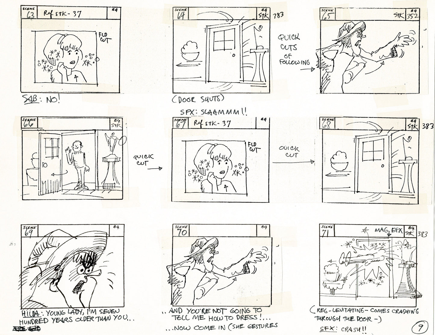 Sabrina the Teenage Witch 1970 Production Animation Storyboard Page Filmation A-005