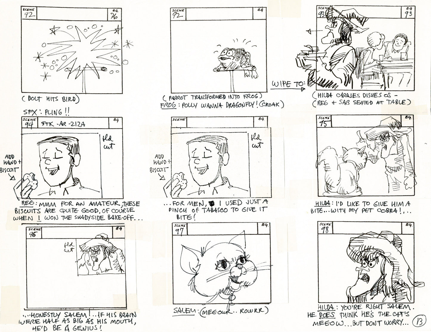 Sabrina the Teenage Witch 1970 Production Animation Storyboard Page Filmation A-009