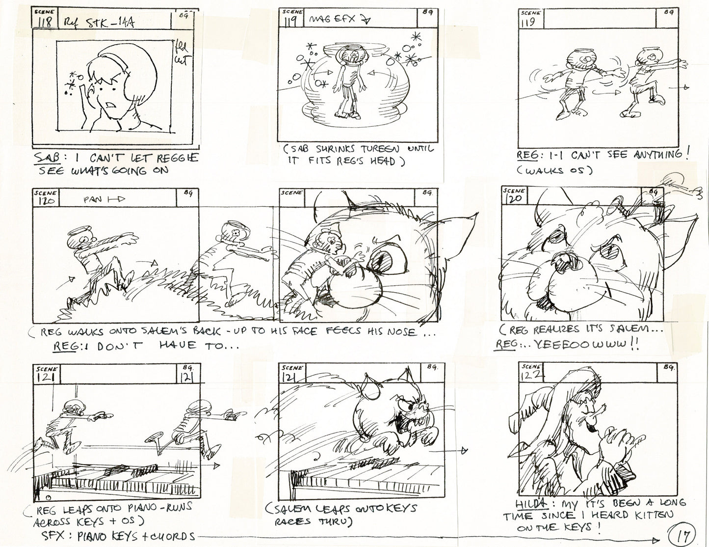 Sabrina the Teenage Witch 1970 Production Animation Storyboard Page Filmation A-013