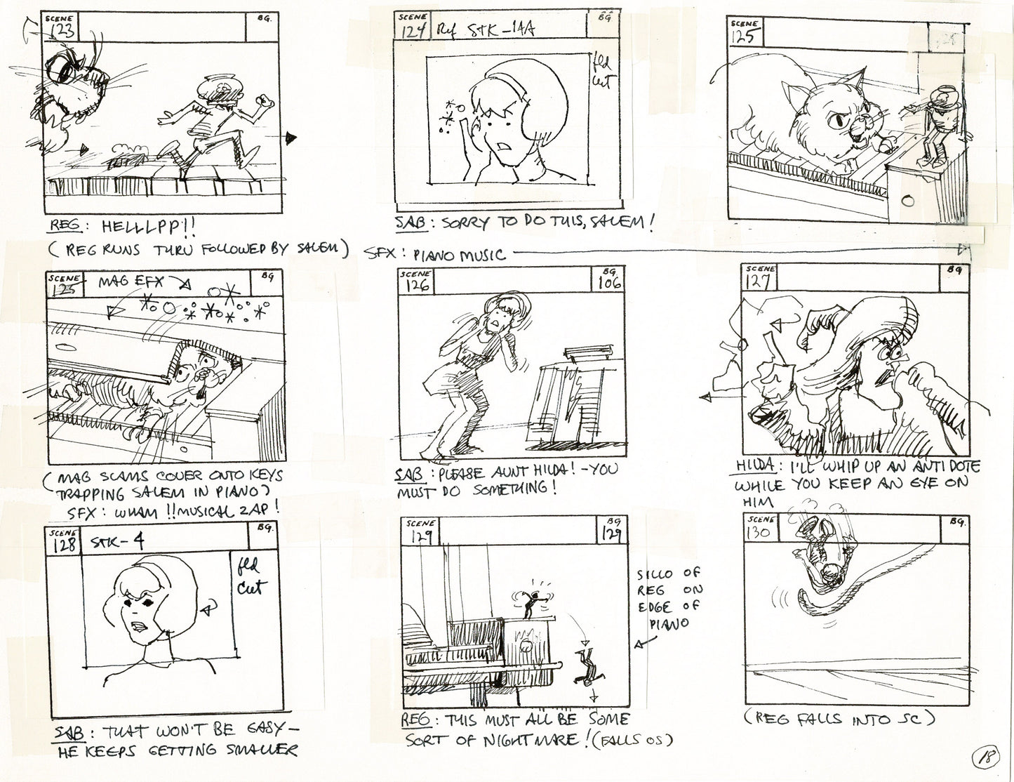 Sabrina the Teenage Witch 1970 Production Animation Storyboard Page Filmation A-014