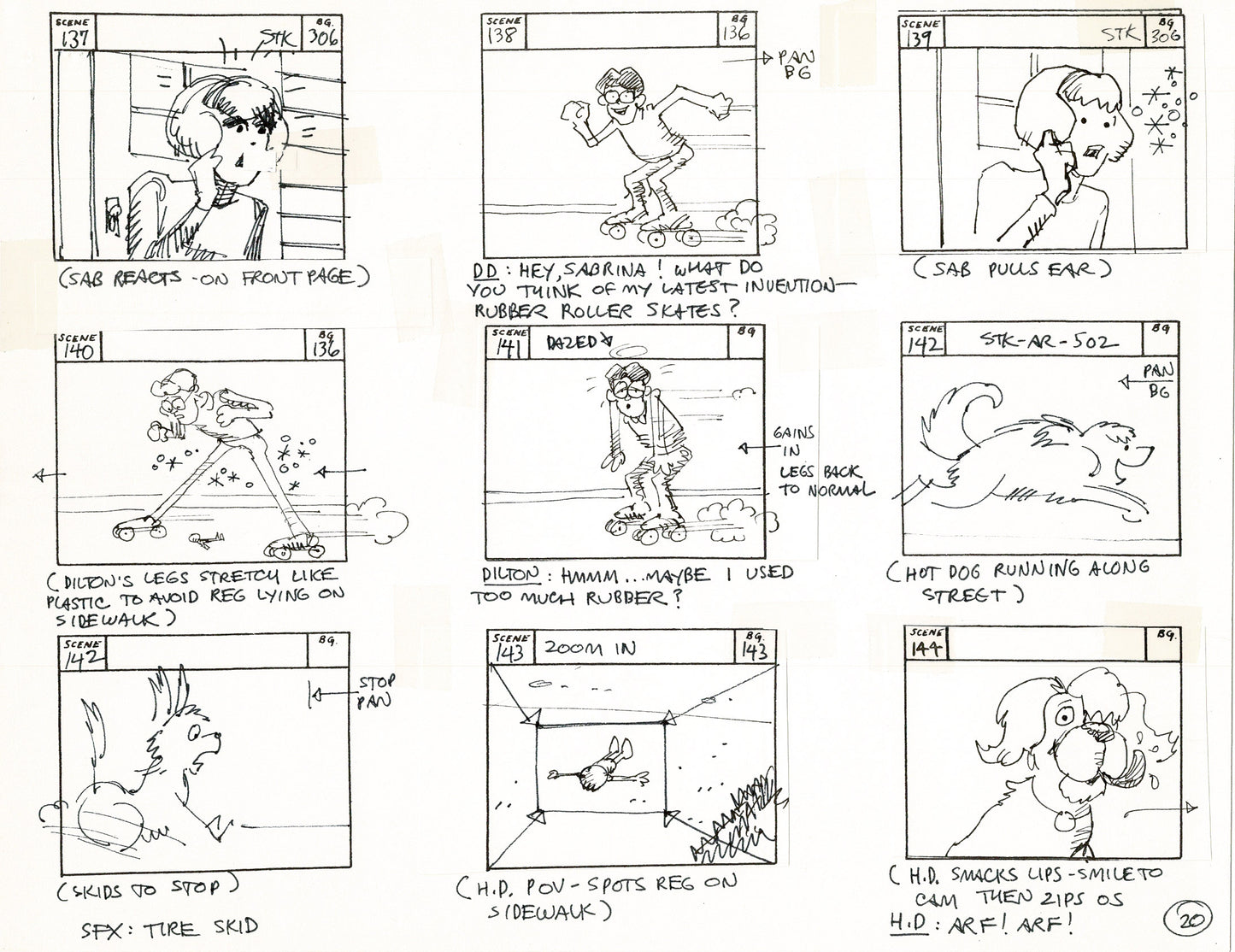 Sabrina the Teenage Witch 1970 Production Animation Storyboard Page Filmation A-016