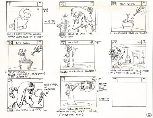 Sabrina the Teenage Witch 1970 Production Animation Storyboard Page Filmation A-018