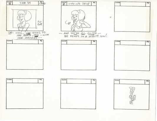 Sabrina The Teenage Witch and Groovie Goolies Storyboard Art Animation Page from Filmation 1970 B-002