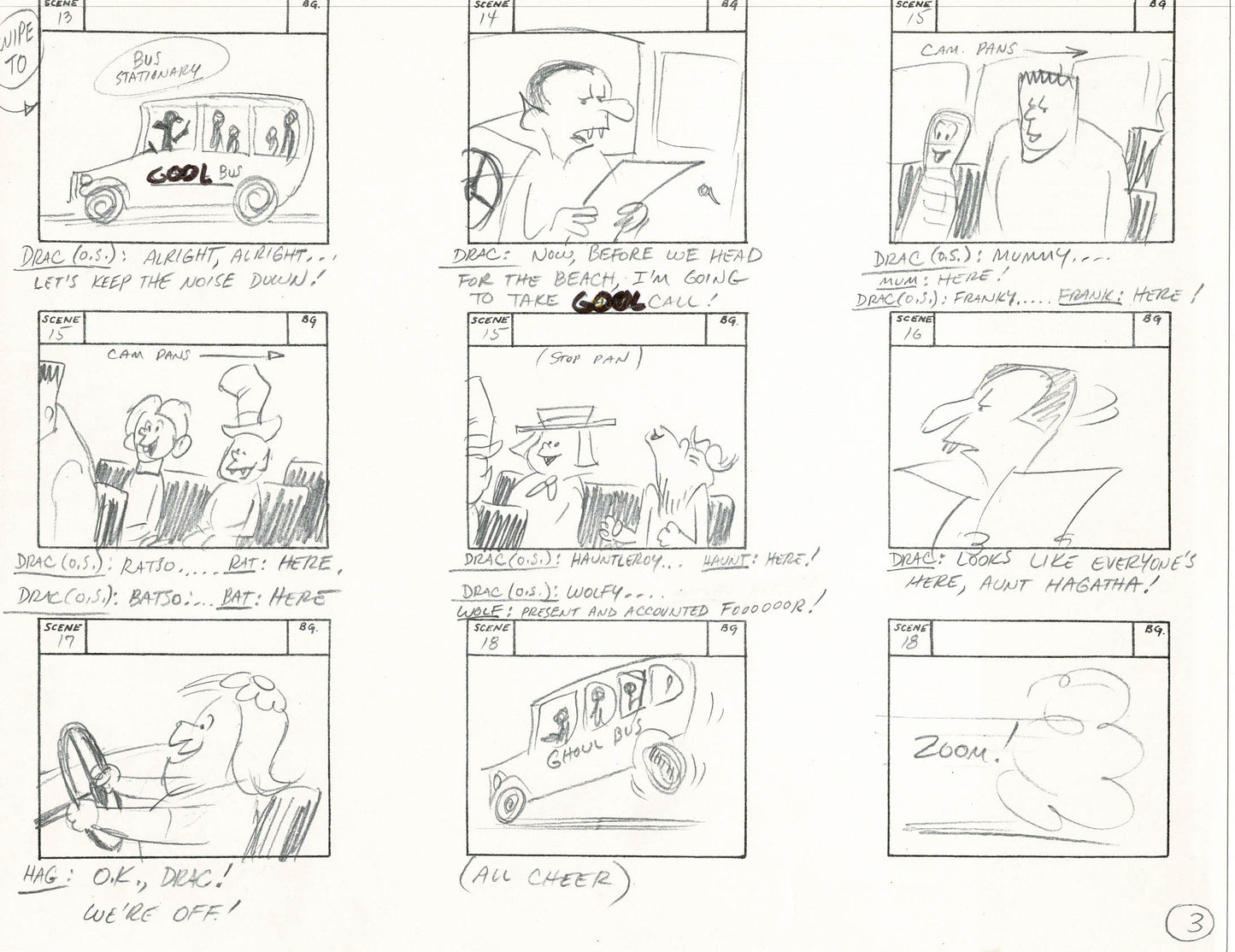 Sabrina The Teenage Witch and Groovie Goolies Storyboard Art Animation Page from Filmation 1970 B-005