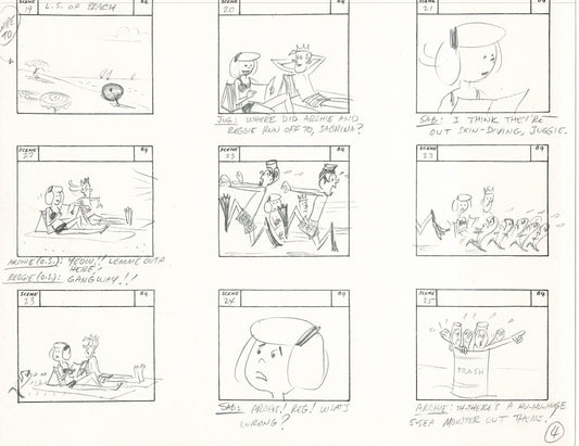 Sabrina The Teenage Witch and Groovie Goolies Storyboard Art Animation Page from Filmation 1970 B-006