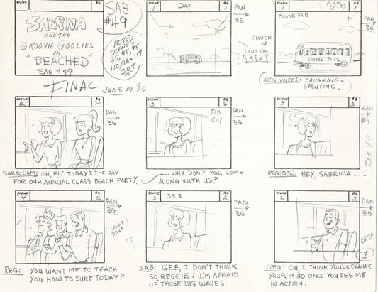 Sabrina The Teenage Witch and Groovie Goolies Storyboard Art Animation Page from Filmation 1970 B-023