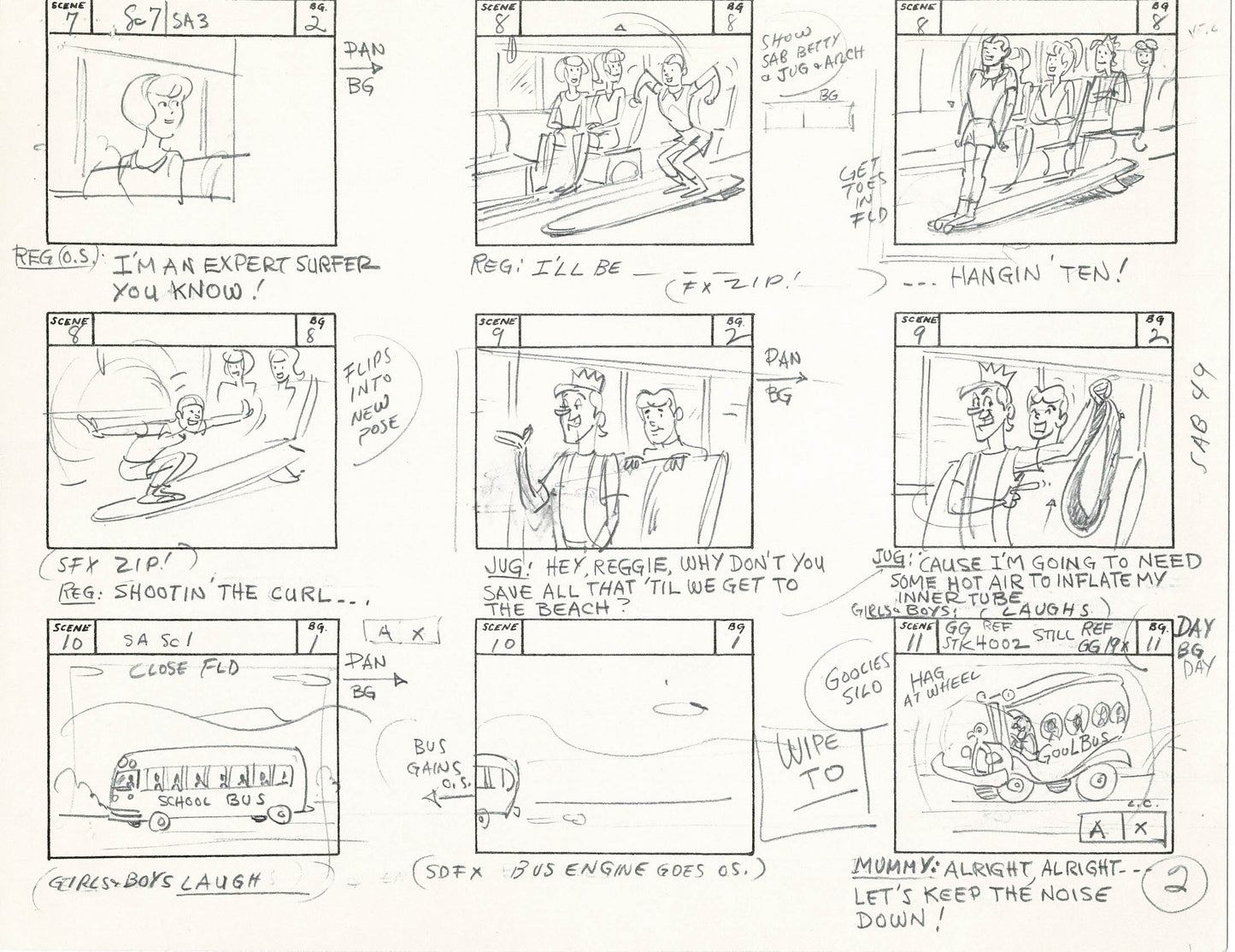 Sabrina The Teenage Witch and Groovie Goolies Storyboard Art Animation Page from Filmation 1970 B-024