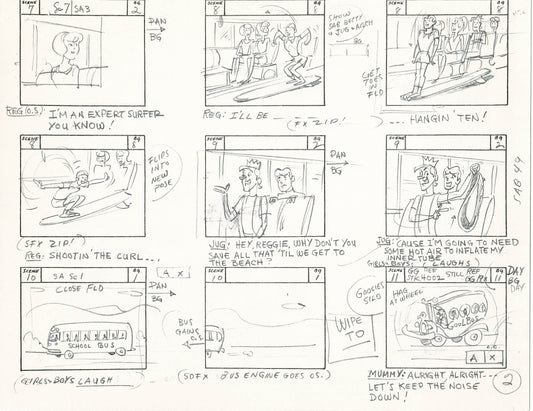 Sabrina The Teenage Witch and Groovie Goolies Storyboard Art Animation Page from Filmation 1970 B-024