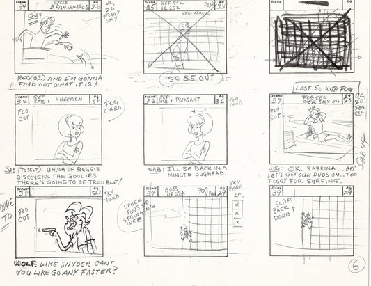 Sabrina The Teenage Witch and Groovie Goolies Storyboard Art Animation Page from Filmation 1970 B-028