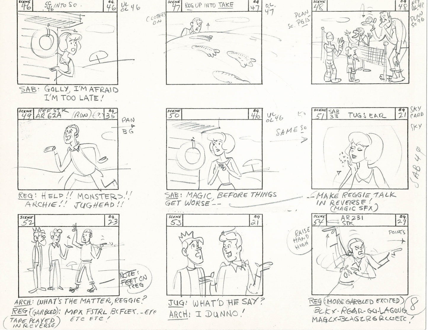 Sabrina The Teenage Witch and Groovie Goolies Storyboard Art Animation Page from Filmation 1970 B-030