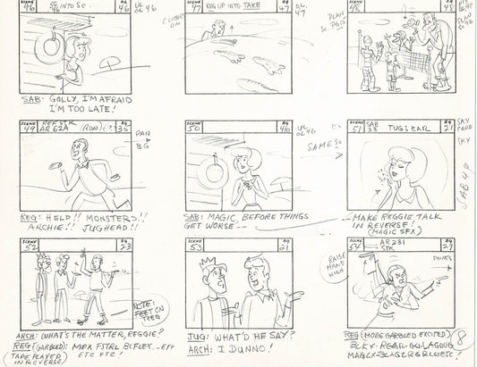 Sabrina The Teenage Witch and Groovie Goolies Storyboard Art Animation Page from Filmation 1970 B-030