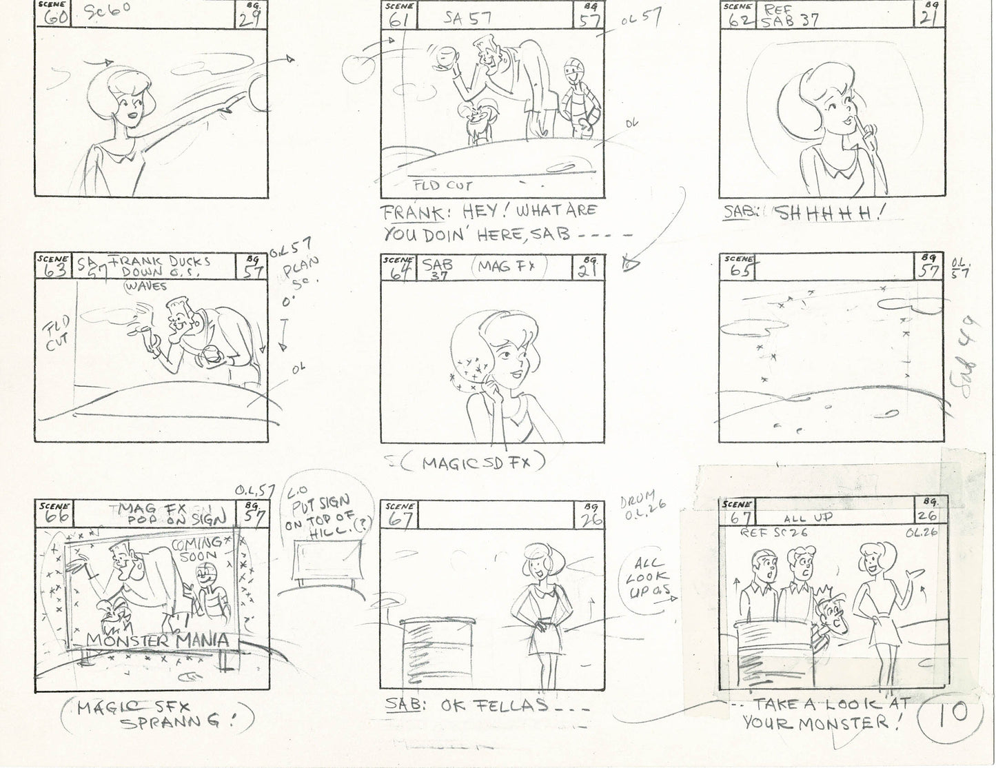 Sabrina The Teenage Witch and Groovie Goolies Storyboard Art Animation Page from Filmation 1970 B-032