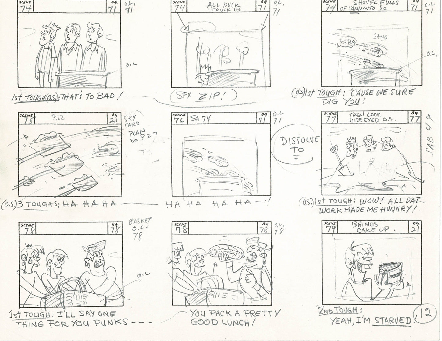 Sabrina The Teenage Witch and Groovie Goolies Storyboard Art Animation Page from Filmation 1970 B-034