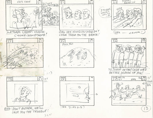 Sabrina The Teenage Witch and Groovie Goolies Storyboard Art Animation Page from Filmation 1970 B-035